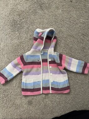 GAP Baby Hooded Sweater - Pink, Lavender, Blue, Cream, Tan Stripes 18-24mon